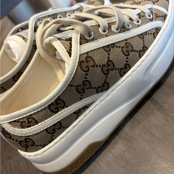 Gucci Tan Monogram Canvas Sneakers - Picture 3 of 10